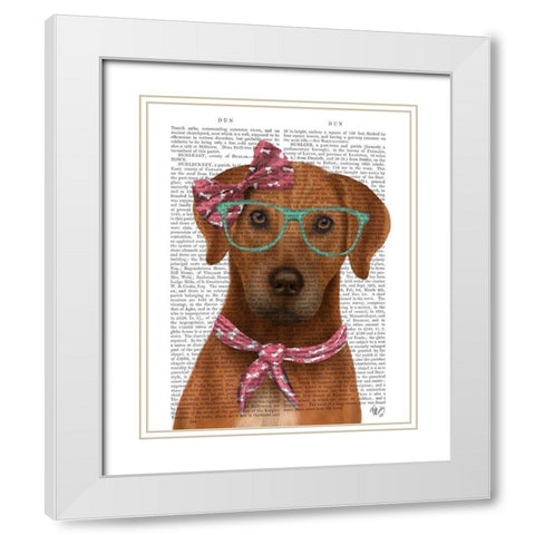 Rhodesian Ridgeback with Glasses and Scarf White Modern Wood Framed Art Print with Double Matting by Fab Funky