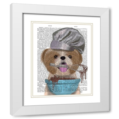 Shih Tzu Baker White Modern Wood Framed Art Print with Double Matting by Fab Funky