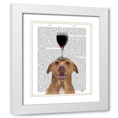 Dog Au Vin, Pit Bull White Modern Wood Framed Art Print with Double Matting by Fab Funky