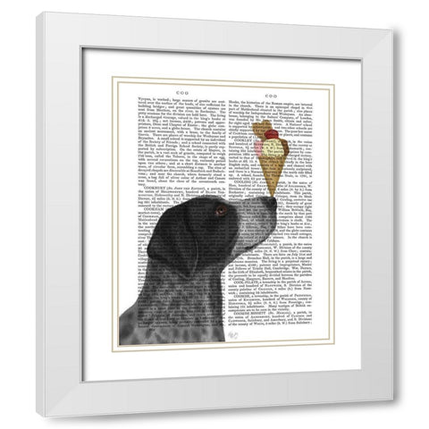 German Shorthaired Pointer Ice Cream, Black White Modern Wood Framed Art Print with Double Matting by Fab Funky