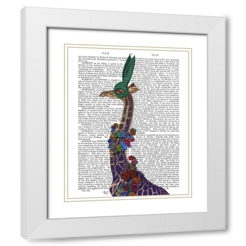 Giraffe Bunny Mask, Portrait White Modern Wood Framed Art Print with Double Matting by Fab Funky