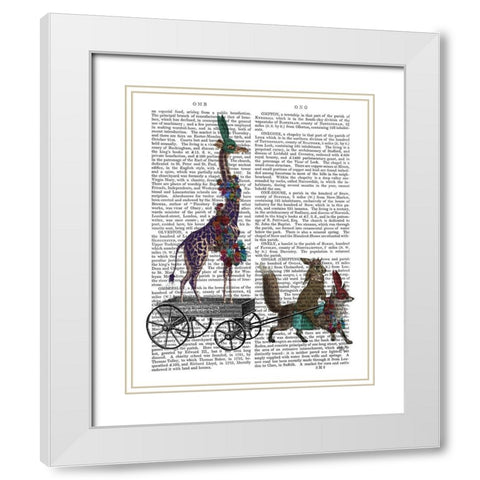 Giraffe Delivery White Modern Wood Framed Art Print with Double Matting by Fab Funky