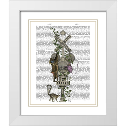 Monkey Crossing White Modern Wood Framed Art Print with Double Matting by Fab Funky