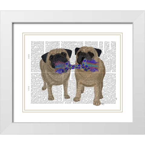 Pugs and Cloth Bone White Modern Wood Framed Art Print with Double Matting by Fab Funky