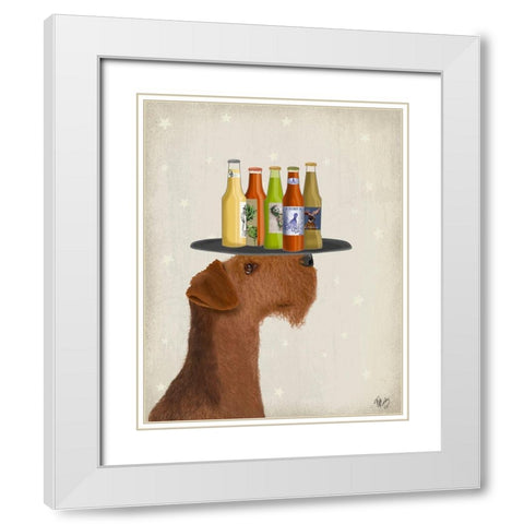 Airdale Beer Lover White Modern Wood Framed Art Print with Double Matting by Fab Funky