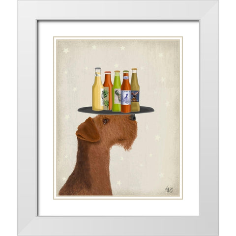 Airdale Beer Lover White Modern Wood Framed Art Print with Double Matting by Fab Funky