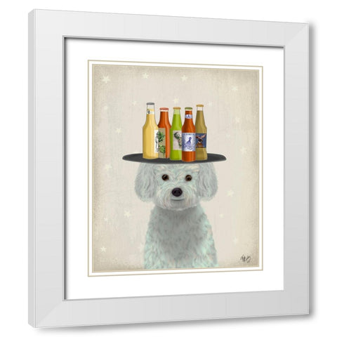 Bichon Frise Beer Lover White Modern Wood Framed Art Print with Double Matting by Fab Funky