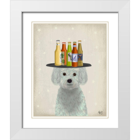 Bichon Frise Beer Lover White Modern Wood Framed Art Print with Double Matting by Fab Funky