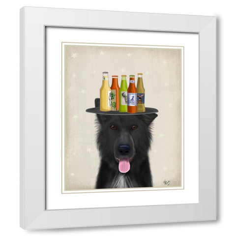 Groenendael Beer Lover White Modern Wood Framed Art Print with Double Matting by Fab Funky