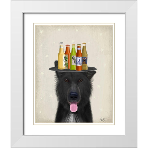 Groenendael Beer Lover White Modern Wood Framed Art Print with Double Matting by Fab Funky
