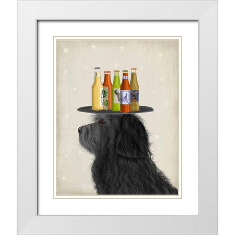 Labradoodle Black 2 Beer Lover White Modern Wood Framed Art Print with Double Matting by Fab Funky
