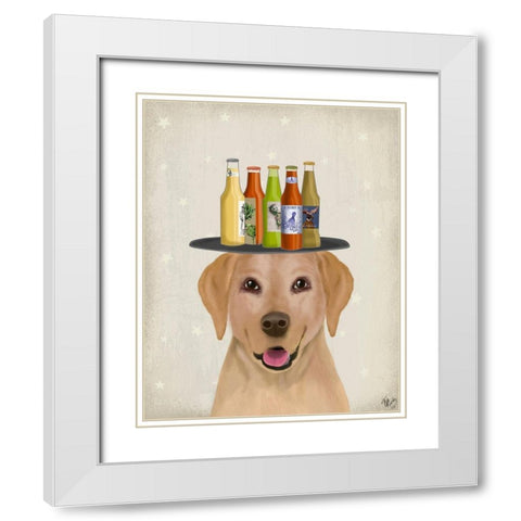 Maltese Beer Lover White Modern Wood Framed Art Print with Double Matting by Fab Funky