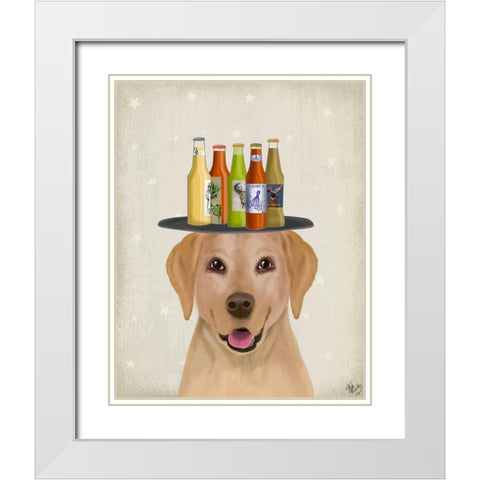 Maltese Beer Lover White Modern Wood Framed Art Print with Double Matting by Fab Funky