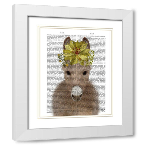 Donkey Sunflower Book Print White Modern Wood Framed Art Print with Double Matting by Fab Funky