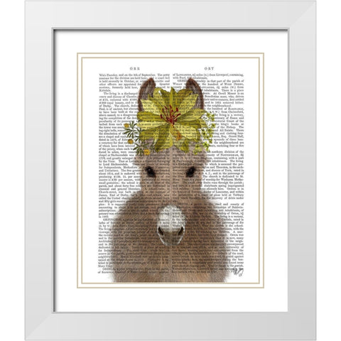 Donkey Sunflower Book Print White Modern Wood Framed Art Print with Double Matting by Fab Funky