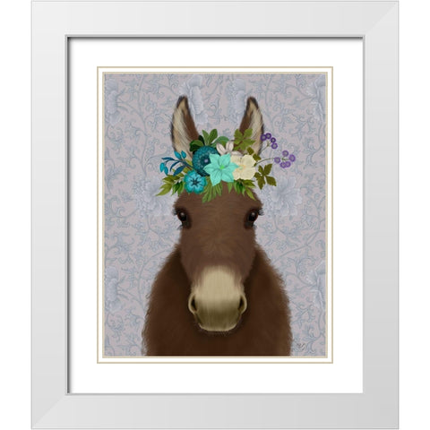 Donkey Bohemian 3 White Modern Wood Framed Art Print with Double Matting by Fab Funky