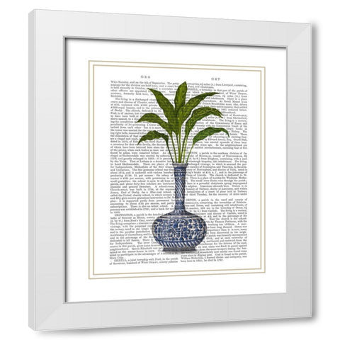Chinoiserie Vase 3, With Plant Book Print White Modern Wood Framed Art Print with Double Matting by Fab Funky