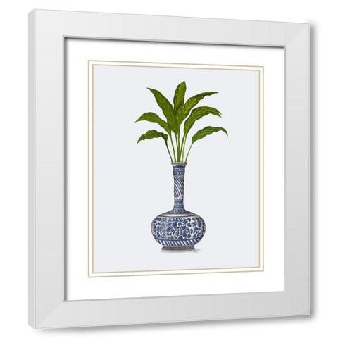 Chinoiserie Vase 3, With Plant White Modern Wood Framed Art Print with Double Matting by Fab Funky