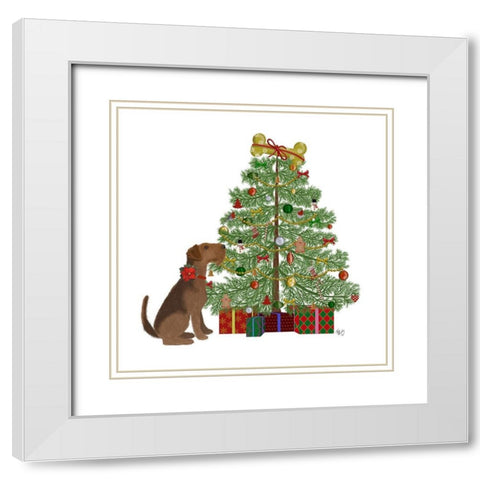 Christmas Des - Bone Tree White Modern Wood Framed Art Print with Double Matting by Fab Funky