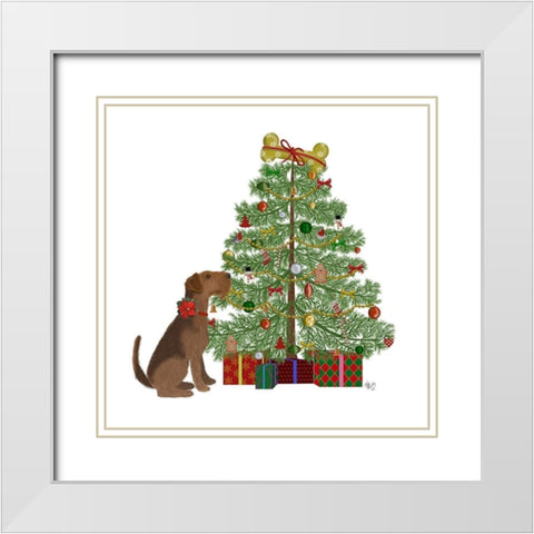Christmas Des - Bone Tree White Modern Wood Framed Art Print with Double Matting by Fab Funky