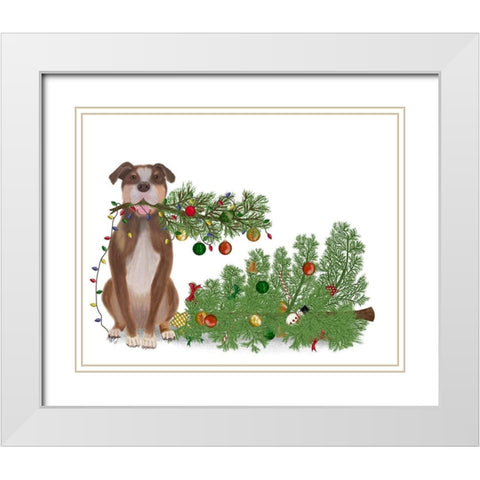 Christmas Des - Broken Tree White Modern Wood Framed Art Print with Double Matting by Fab Funky