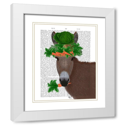 Donkey Carrot Hat Book Print White Modern Wood Framed Art Print with Double Matting by Fab Funky
