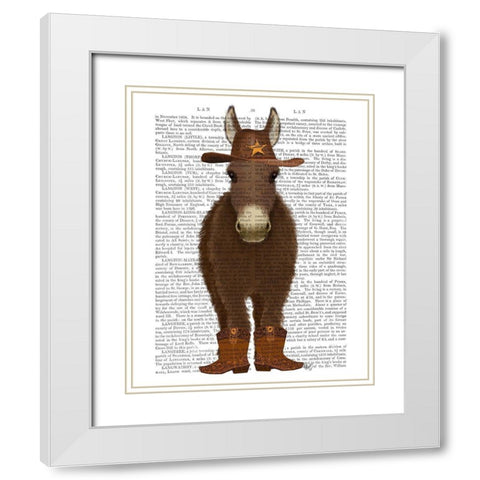 Donkey Cowboy Book Print White Modern Wood Framed Art Print with Double Matting by Fab Funky