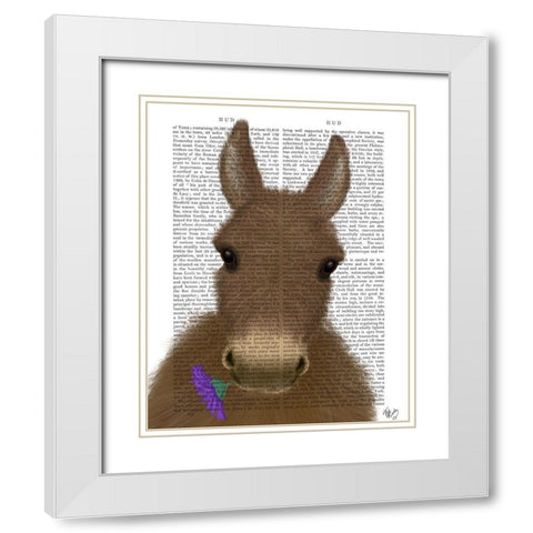Donkey Purple Flower Book Print White Modern Wood Framed Art Print with Double Matting by Fab Funky