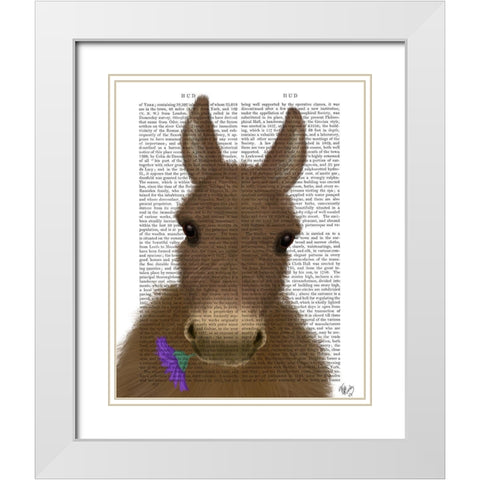 Donkey Purple Flower Book Print White Modern Wood Framed Art Print with Double Matting by Fab Funky