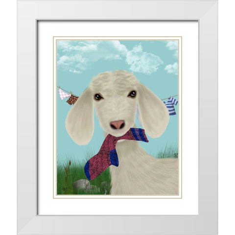 Goat Sock Lunch White Modern Wood Framed Art Print with Double Matting by Fab Funky