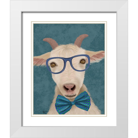 Nerdy Goat White Modern Wood Framed Art Print with Double Matting by Fab Funky