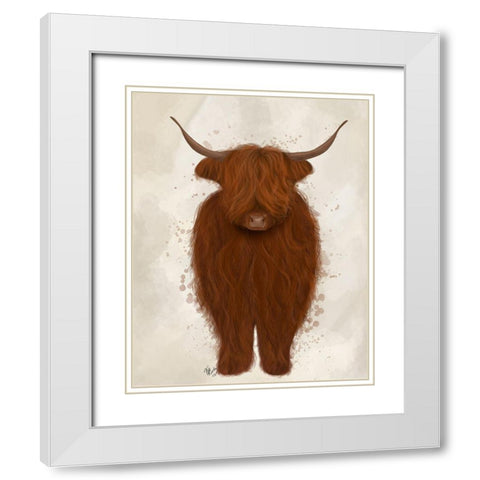 Highland Cow 3, Full White Modern Wood Framed Art Print with Double Matting by Fab Funky
