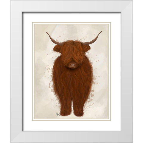 Highland Cow 3, Full White Modern Wood Framed Art Print with Double Matting by Fab Funky