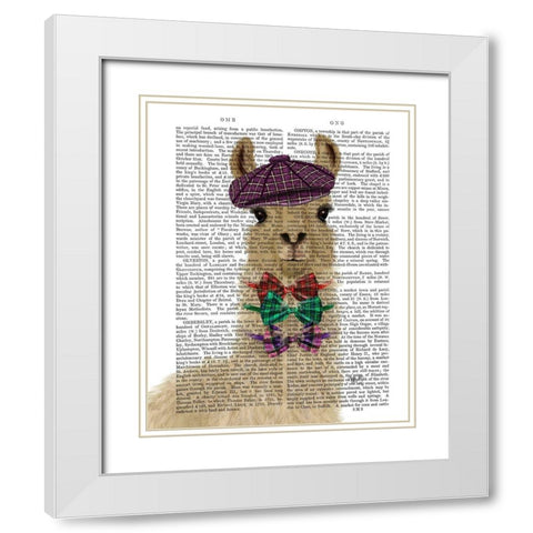 Llama Dapper Book Print White Modern Wood Framed Art Print with Double Matting by Fab Funky