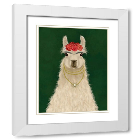 Llama F White Modern Wood Framed Art Print with Double Matting by Fab Funky