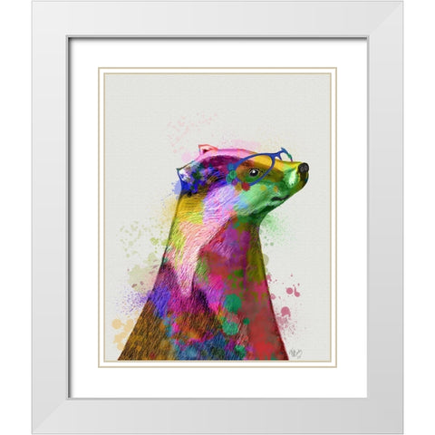 Badger Rainbow Splash 2 White Modern Wood Framed Art Print with Double Matting by Fab Funky