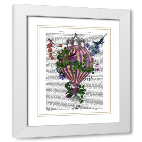 Bird Balloon 1 Book Print White Modern Wood Framed Art Print with Double Matting by Fab Funky