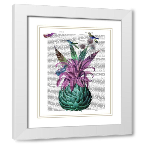 Tropical Artichoke Book Print White Modern Wood Framed Art Print with Double Matting by Fab Funky