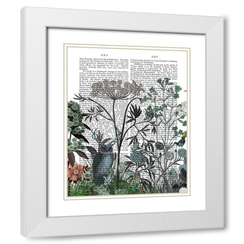 Wildflower Bloom, Owl Book Print White Modern Wood Framed Art Print with Double Matting by Fab Funky
