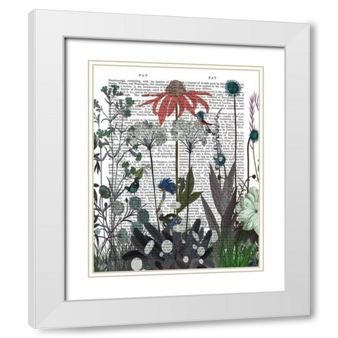 Wildflower Bloom, Ostrich Book Print White Modern Wood Framed Art Print with Double Matting by Fab Funky
