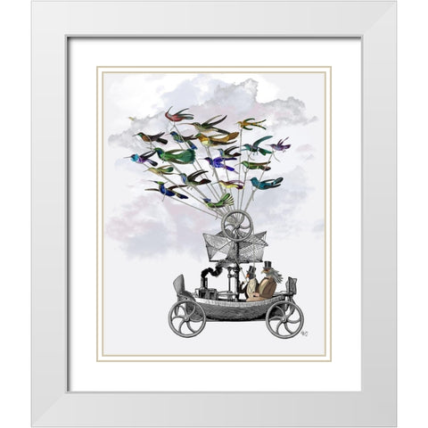 Bird Boat White Modern Wood Framed Art Print with Double Matting by Fab Funky