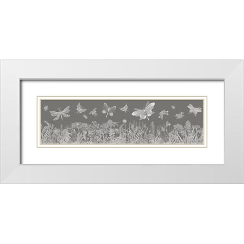 Flutterbies White Modern Wood Framed Art Print with Double Matting by Fab Funky