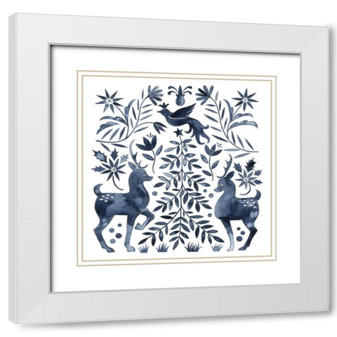 Otomi Inspired Christmas IV White Modern Wood Framed Art Print with Double Matting by Popp, Grace