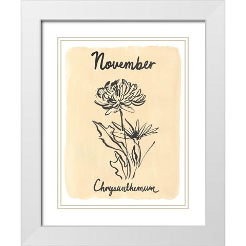 Birth Month XI White Modern Wood Framed Art Print with Double Matting by Warren, Annie