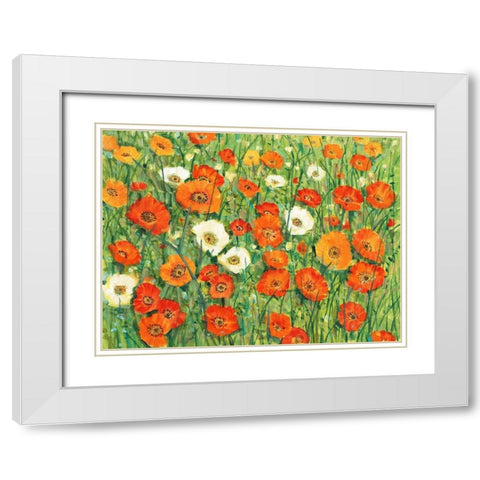 Poppy Meadow I White Modern Wood Framed Art Print with Double Matting by OToole, Tim