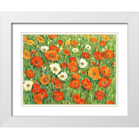Poppy Meadow I White Modern Wood Framed Art Print with Double Matting by OToole, Tim