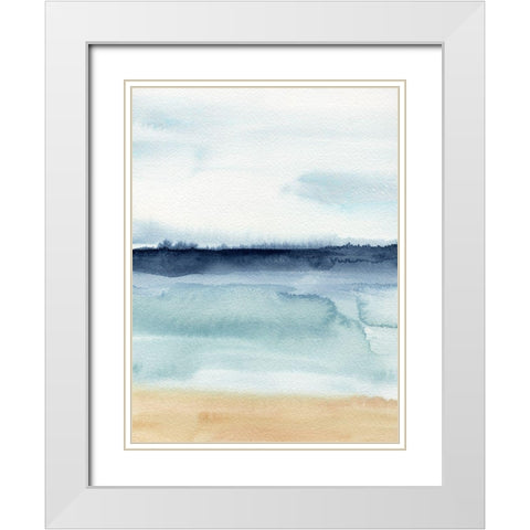Watercolor Ocean Horizon I White Modern Wood Framed Art Print with Double Matting by Warren, Annie