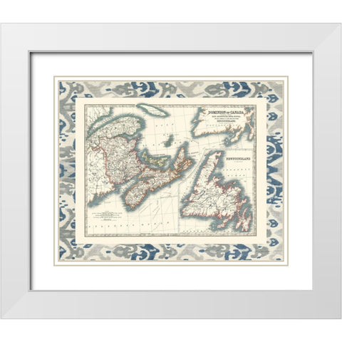 Bordered Map of Canada White Modern Wood Framed Art Print with Double Matting by Johnston