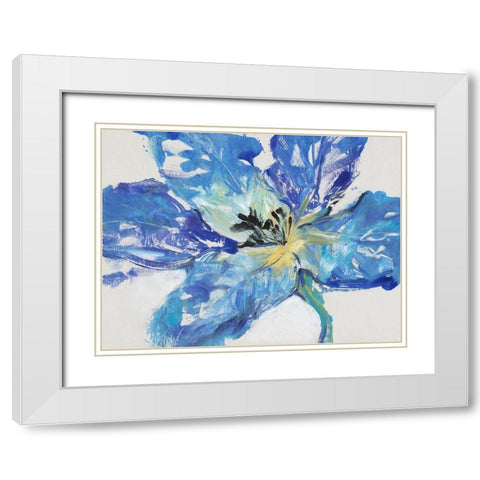 Fleur Bleue II White Modern Wood Framed Art Print with Double Matting by OToole, Tim