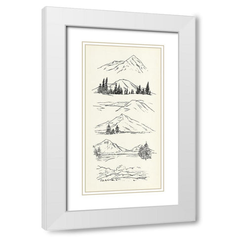 Mountain Ink II White Modern Wood Framed Art Print with Double Matting by Warren, Annie